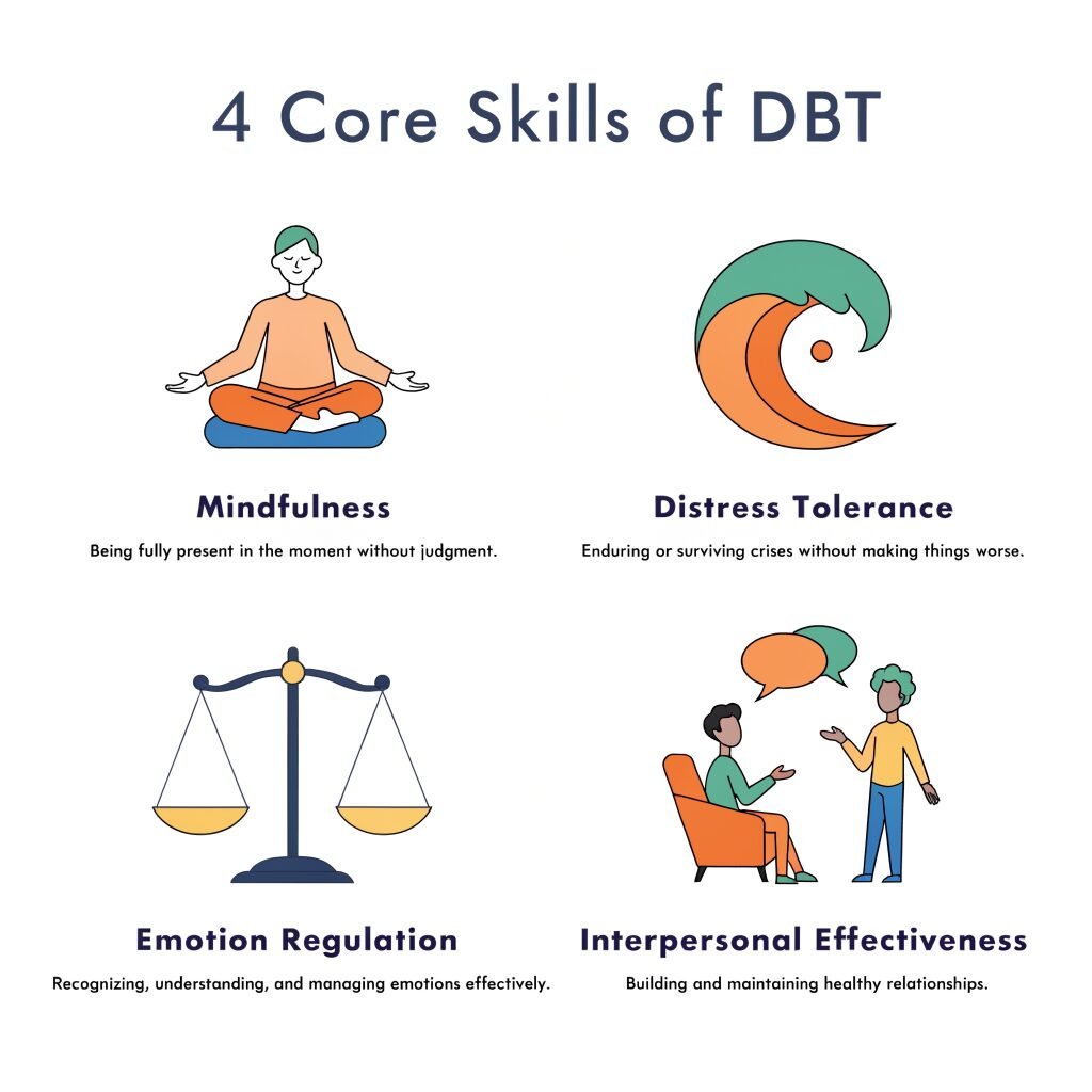 DBT skills mindfulness distress tolerance emotion regulation